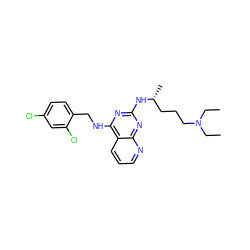 CCN(CC)CCC[C@@H](C)Nc1nc(NCc2ccc(Cl)cc2Cl)c2cccnc2n1 ZINC000028817853