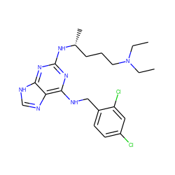 CCN(CC)CCC[C@@H](C)Nc1nc(NCc2ccc(Cl)cc2Cl)c2nc[nH]c2n1 ZINC000028817828