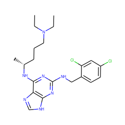 CCN(CC)CCC[C@@H](C)Nc1nc(NCc2ccc(Cl)cc2Cl)nc2[nH]cnc12 ZINC000028817823