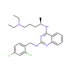 CCN(CC)CCC[C@@H](C)Nc1nc(NCc2ccc(Cl)cc2Cl)nc2ccccc12 ZINC000028817845