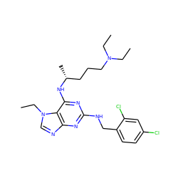 CCN(CC)CCC[C@@H](C)Nc1nc(NCc2ccc(Cl)cc2Cl)nc2ncn(CC)c12 ZINC000028817832