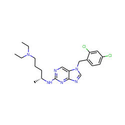 CCN(CC)CCC[C@@H](C)Nc1ncc2c(ncn2Cc2ccc(Cl)cc2Cl)n1 ZINC000028817838