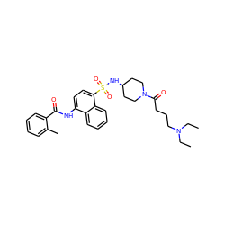 CCN(CC)CCCC(=O)N1CCC(NS(=O)(=O)c2ccc(NC(=O)c3ccccc3C)c3ccccc23)CC1 ZINC000036184932