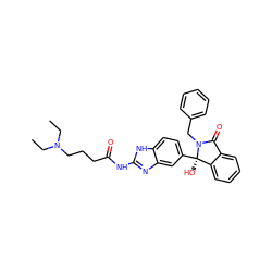 CCN(CC)CCCC(=O)Nc1nc2cc([C@]3(O)c4ccccc4C(=O)N3Cc3ccccc3)ccc2[nH]1 ZINC000116259118