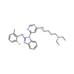 CCN(CC)CCCCNc1cc(-n2c(Nc3c(C)cccc3Cl)nc3ccccc32)ncn1 ZINC000034803053