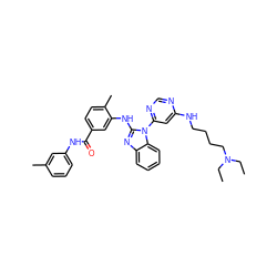 CCN(CC)CCCCNc1cc(-n2c(Nc3cc(C(=O)Nc4cccc(C)c4)ccc3C)nc3ccccc32)ncn1 ZINC000049872012