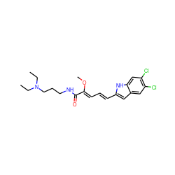 CCN(CC)CCCNC(=O)/C(=C/C=C/c1cc2cc(Cl)c(Cl)cc2[nH]1)OC ZINC000013555338