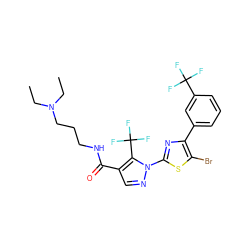 CCN(CC)CCCNC(=O)c1cnn(-c2nc(-c3cccc(C(F)(F)F)c3)c(Br)s2)c1C(F)(F)F ZINC000001540229