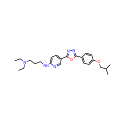 CCN(CC)CCCNc1ccc(-c2nnc(-c3ccc(OCC(C)C)cc3)o2)cn1 ZINC000003407740