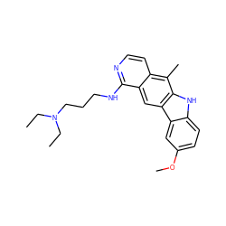 CCN(CC)CCCNc1nccc2c(C)c3[nH]c4ccc(OC)cc4c3cc12 ZINC000005846832