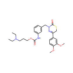 CCN(CC)CCCOC(=O)Nc1cccc(CN2N=C(c3ccc(OC)c(OC)c3)CSC2=O)c1 ZINC000139452556