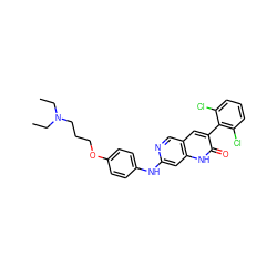 CCN(CC)CCCOc1ccc(Nc2cc3[nH]c(=O)c(-c4c(Cl)cccc4Cl)cc3cn2)cc1 ZINC000003815551