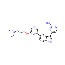 CCN(CC)CCCOc1cncc(-c2ccc3[nH]cc(-c4ccnc(N)n4)c3c2)n1 ZINC000169348284