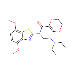 CCN(CC)CCN(C(=O)C1=COCCO1)c1nc2c(OC)ccc(OC)c2s1 ZINC000005122200