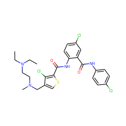 CCN(CC)CCN(C)Cc1csc(C(=O)Nc2ccc(Cl)cc2C(=O)Nc2ccc(Cl)cc2)c1Cl ZINC000023359304