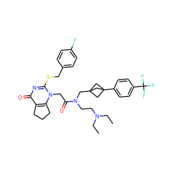 CCN(CC)CCN(CC12CC(c3ccc(C(F)(F)F)cc3)(C1)C2)C(=O)Cn1c(SCc2ccc(F)cc2)nc(=O)c2c1CCC2 ZINC001772608062