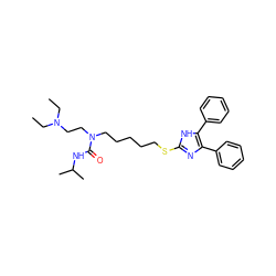 CCN(CC)CCN(CCCCCSc1nc(-c2ccccc2)c(-c2ccccc2)[nH]1)C(=O)NC(C)C ZINC000013740818