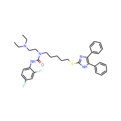 CCN(CC)CCN(CCCCCSc1nc(-c2ccccc2)c(-c2ccccc2)[nH]1)C(=O)Nc1ccc(F)cc1F ZINC000026018564