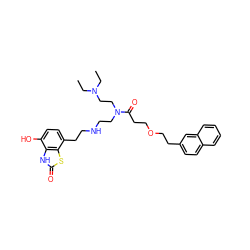 CCN(CC)CCN(CCNCCc1ccc(O)c2[nH]c(=O)sc12)C(=O)CCOCCc1ccc2ccccc2c1 ZINC000059584675