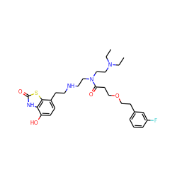 CCN(CC)CCN(CCNCCc1ccc(O)c2[nH]c(=O)sc12)C(=O)CCOCCc1cccc(F)c1 ZINC000059578658