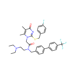 CCN(CC)CCN(Cc1ccc(-c2ccc(C(F)(F)F)cc2)cc1)C(=O)Cn1c(SCc2ccc(F)cc2)nc(=O)c(C)c1C ZINC000026010781