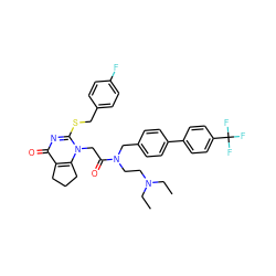 CCN(CC)CCN(Cc1ccc(-c2ccc(C(F)(F)F)cc2)cc1)C(=O)Cn1c(SCc2ccc(F)cc2)nc(=O)c2c1CCC2 ZINC000003842798