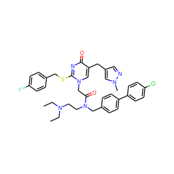 CCN(CC)CCN(Cc1ccc(-c2ccc(Cl)cc2)cc1)C(=O)Cn1cc(Cc2cnn(C)c2)c(=O)nc1SCc1ccc(F)cc1 ZINC000003842931