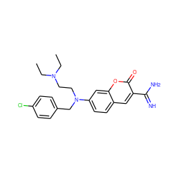 CCN(CC)CCN(Cc1ccc(Cl)cc1)c1ccc2cc(C(=N)N)c(=O)oc2c1 ZINC000473136974