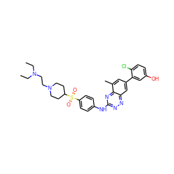 CCN(CC)CCN1CCC(S(=O)(=O)c2ccc(Nc3nnc4cc(-c5cc(O)ccc5Cl)cc(C)c4n3)cc2)CC1 ZINC000028957682