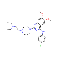 CCN(CC)CCN1CCCN(c2nc(Nc3ccc(Cl)cc3)c3cc(OC)c(OC)cc3n2)CC1 ZINC000045496990