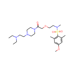 CCN(CC)CCN1CCN(C(=O)COCCN(C)S(=O)(=O)c2c(C)cc(OC)cc2C)CC1 ZINC000084740169