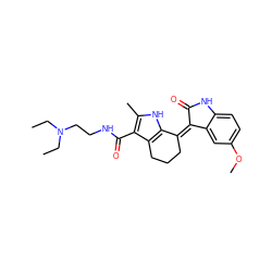 CCN(CC)CCNC(=O)c1c(C)[nH]c2c1CCC/C2=C1/C(=O)Nc2ccc(OC)cc21 ZINC000096284783