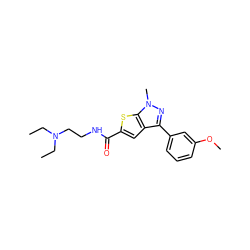 CCN(CC)CCNC(=O)c1cc2c(-c3cccc(OC)c3)nn(C)c2s1 ZINC000005007021