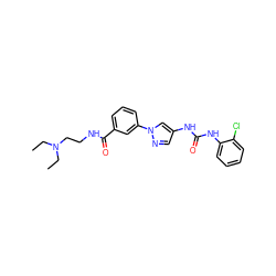 CCN(CC)CCNC(=O)c1cccc(-n2cc(NC(=O)Nc3ccccc3Cl)cn2)c1 ZINC000299840897