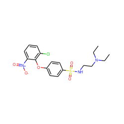 CCN(CC)CCNS(=O)(=O)c1ccc(Oc2c(Cl)cccc2[N+](=O)[O-])cc1 ZINC000095921236