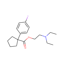 CCN(CC)CCOC(=O)C1(c2ccc(I)cc2)CCCC1 ZINC000013824763