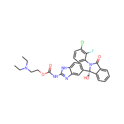 CCN(CC)CCOC(=O)Nc1nc2cc([C@]3(O)c4ccccc4C(=O)N3c3cccc(Cl)c3F)ccc2[nH]1 ZINC000117120672