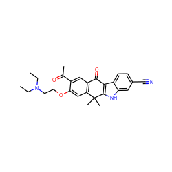 CCN(CC)CCOc1cc2c(cc1C(C)=O)C(=O)c1c([nH]c3cc(C#N)ccc13)C2(C)C ZINC000114800085