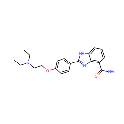 CCN(CC)CCOc1ccc(-c2nc3c(C(N)=O)cccc3[nH]2)cc1 ZINC000000602622