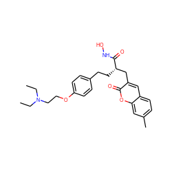 CCN(CC)CCOc1ccc(CC[C@@H](Cc2cc3ccc(C)cc3oc2=O)C(=O)NO)cc1 ZINC000034851724