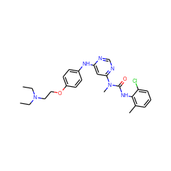 CCN(CC)CCOc1ccc(Nc2cc(N(C)C(=O)Nc3c(C)cccc3Cl)ncn2)cc1 ZINC000036187638