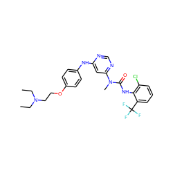 CCN(CC)CCOc1ccc(Nc2cc(N(C)C(=O)Nc3c(Cl)cccc3C(F)(F)F)ncn2)cc1 ZINC000036187639