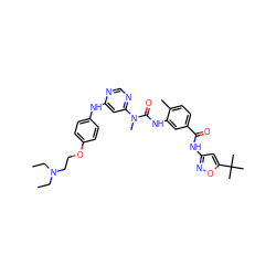 CCN(CC)CCOc1ccc(Nc2cc(N(C)C(=O)Nc3cc(C(=O)Nc4cc(C(C)(C)C)on4)ccc3C)ncn2)cc1 ZINC000036187636