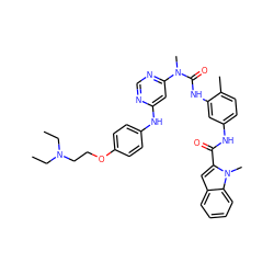 CCN(CC)CCOc1ccc(Nc2cc(N(C)C(=O)Nc3cc(NC(=O)c4cc5ccccc5n4C)ccc3C)ncn2)cc1 ZINC000036187633