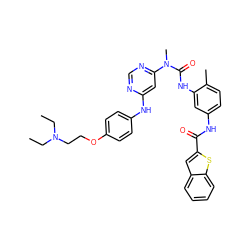 CCN(CC)CCOc1ccc(Nc2cc(N(C)C(=O)Nc3cc(NC(=O)c4cc5ccccc5s4)ccc3C)ncn2)cc1 ZINC000036187634