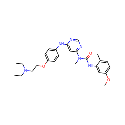 CCN(CC)CCOc1ccc(Nc2cc(N(C)C(=O)Nc3cc(OC)ccc3C)ncn2)cc1 ZINC000036187643