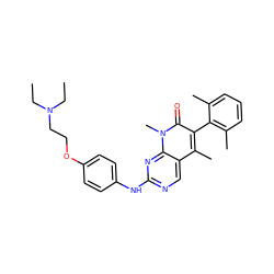 CCN(CC)CCOc1ccc(Nc2ncc3c(C)c(-c4c(C)cccc4C)c(=O)n(C)c3n2)cc1 ZINC000028333531