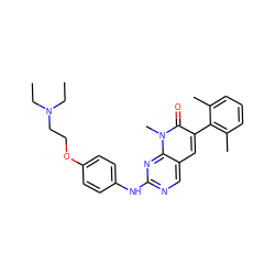 CCN(CC)CCOc1ccc(Nc2ncc3cc(-c4c(C)cccc4C)c(=O)n(C)c3n2)cc1 ZINC000028341607