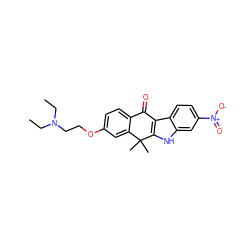 CCN(CC)CCOc1ccc2c(c1)C(C)(C)c1[nH]c3cc([N+](=O)[O-])ccc3c1C2=O ZINC000071332755