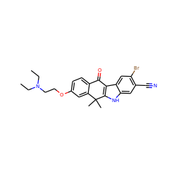 CCN(CC)CCOc1ccc2c(c1)C(C)(C)c1[nH]c3cc(C#N)c(Br)cc3c1C2=O ZINC000114800881